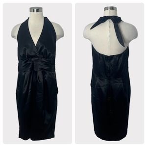Torrid Black V-Neck Satin Halter Cocktail Party Dress